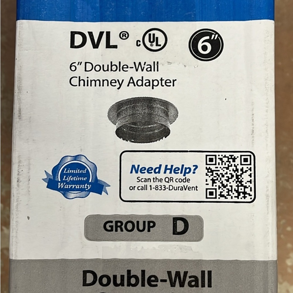 DVL Double-Wall Chimney Adapter - 6”